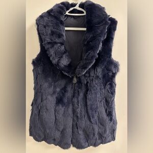 UNIQUE Patrizia Luca Milano Reservable  Genuine Fur Navy Blue  Vest  S